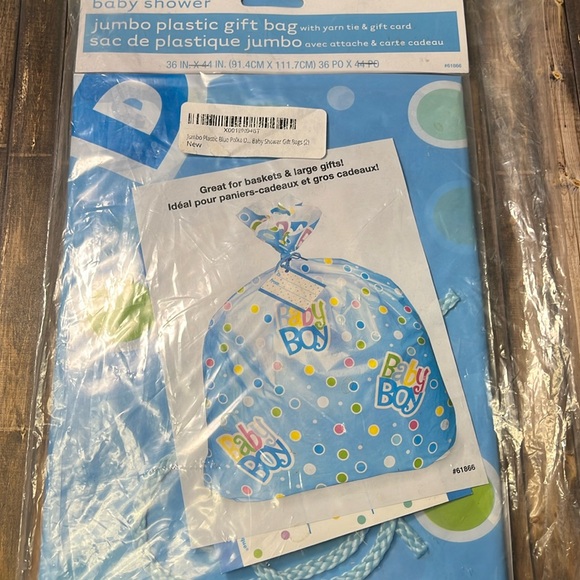 5for$10 Extra-Large Blue Polka Dots Gift Bag for Baby Shower - 44" x 36" Boy - Picture 2 of 5